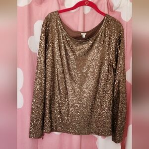 J Crew Sequin Long Sleeve Top, Large